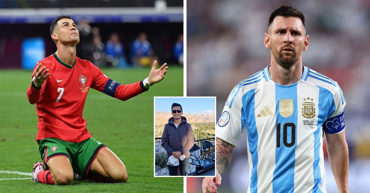 Cristiano Ronaldo (left), Lionel Messi (right), Bhaichung Bhutia (inset) [Pics courtesy Getty, Bhaichung Bhutia/Instagram]