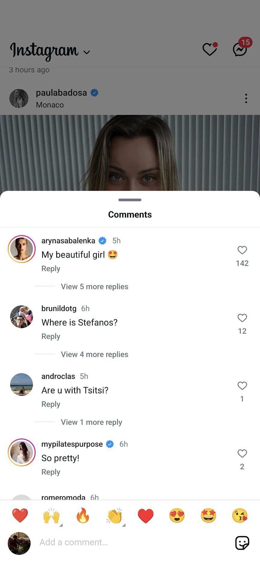 Aryna Sabalenka reacted to Paula Badosa&#039;s recent post