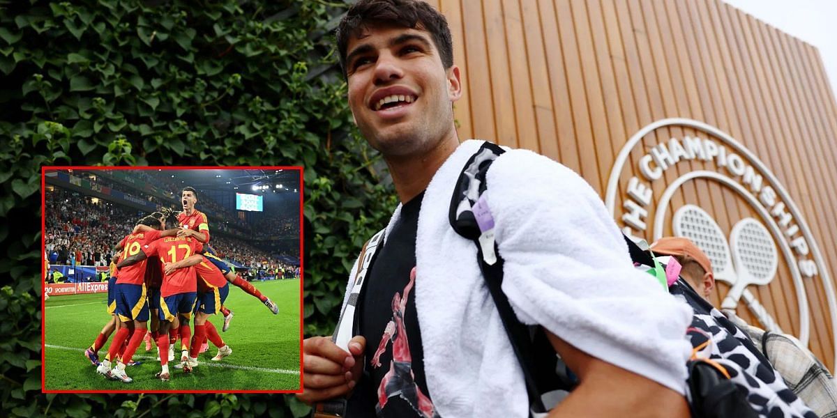 Carlos Alcaraz shouts out Spain football team after Wimbledon QF win. (Source: GETTY)