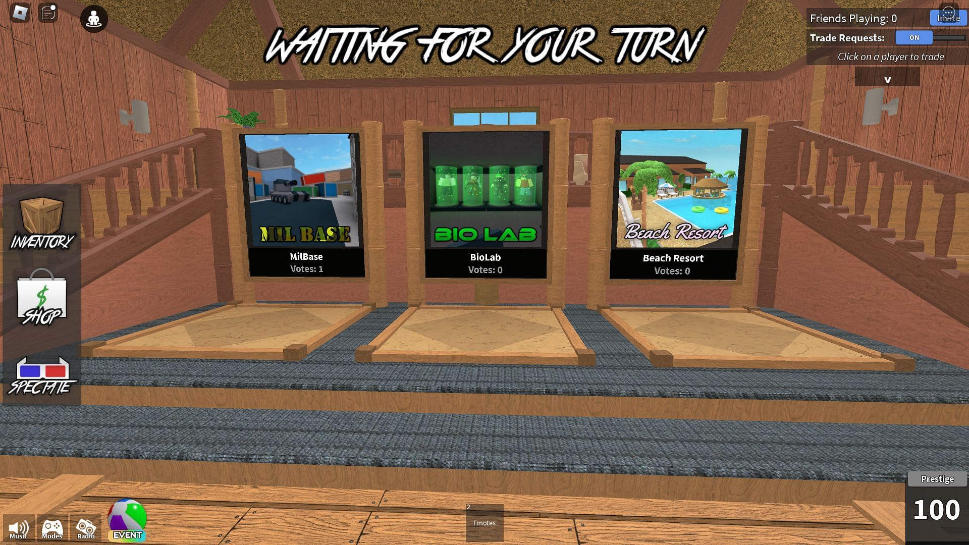 Picking a map at the beginning of a round (Image via Roblox)