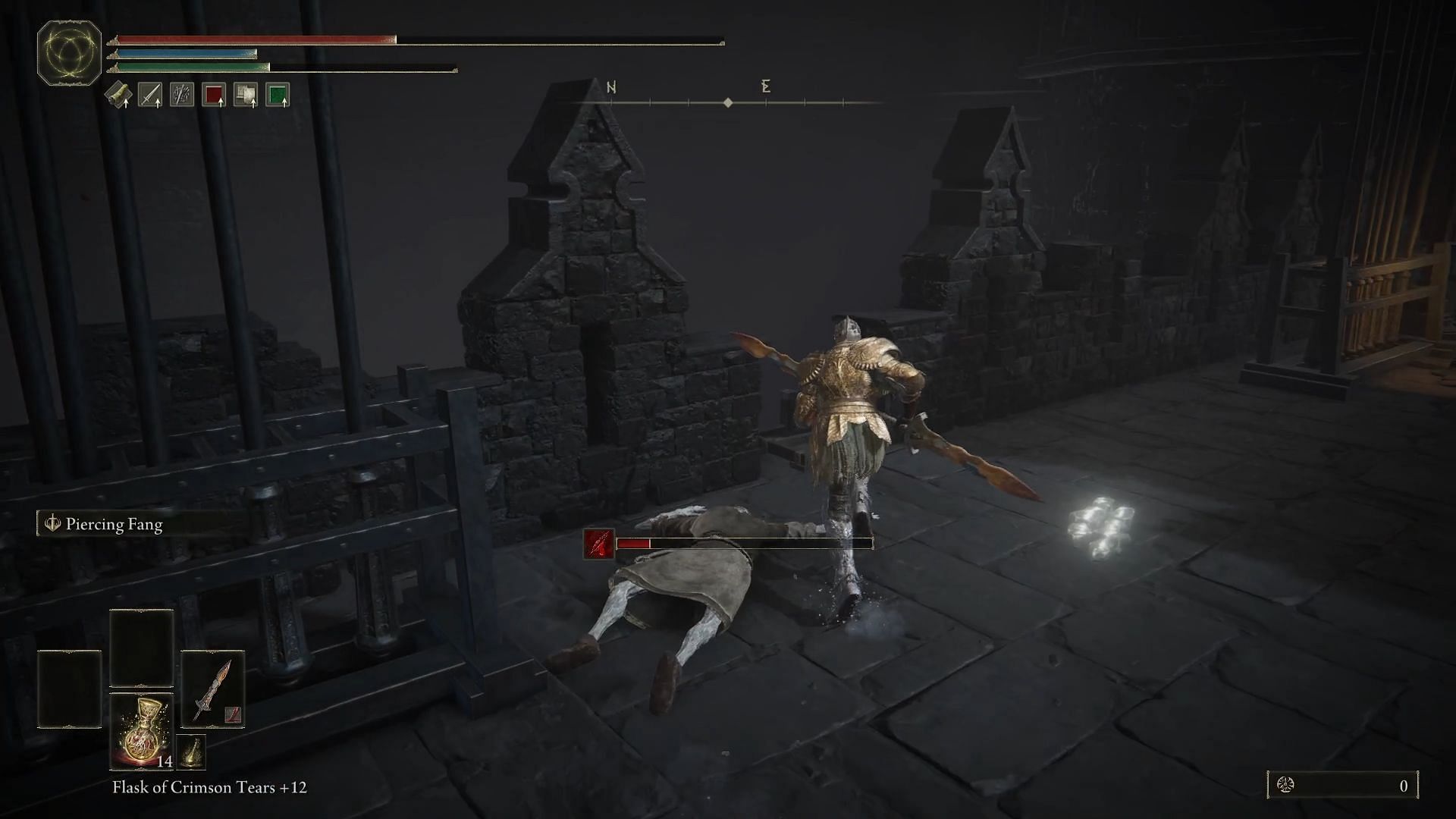 Use the ladder on the left-side ledge to go down (Image via FromSoftware)