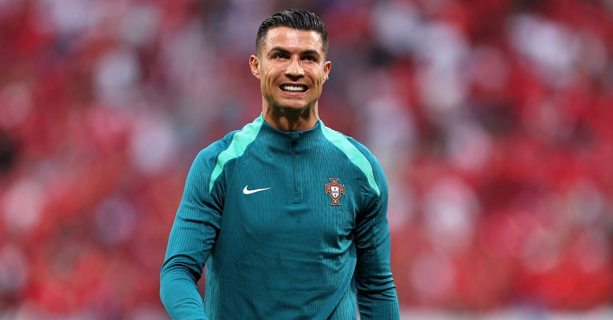 Cristiano Ronaldo donned a non-Nike pair of trainers.