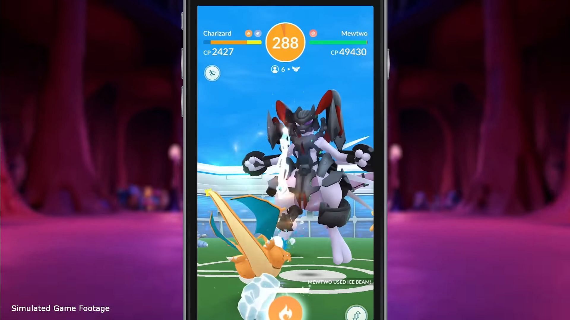 Tackling Armored Mewtwo in Pokemon GO (Image via Niantic)