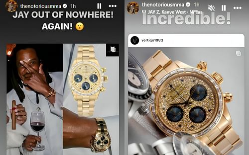 Conor McGregor reacts to the luxurious watch of Jay-Z on his Instagram stories [Image courtesy :@thenotoriousmma]