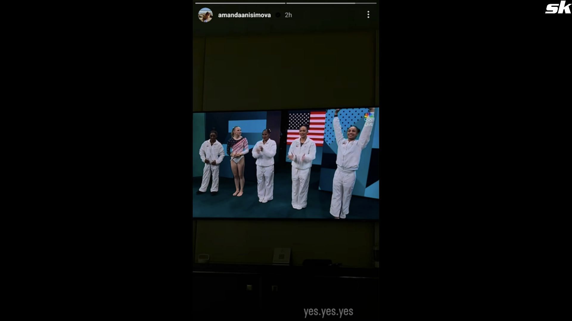 Amanda Anisimova lauds Simone Biles and the rest of the U.S. women&#039;s gymnastics team following their gold medal run (Picture: @amandaanisimova Instagram)