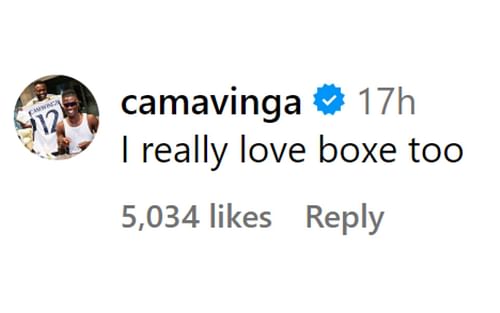 Eduardo Camavinga's comment on Garcia's post. [Image credit: @kingryan on Instagram]