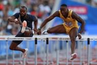 Grant Holloway in action at the US Track and Field Trials