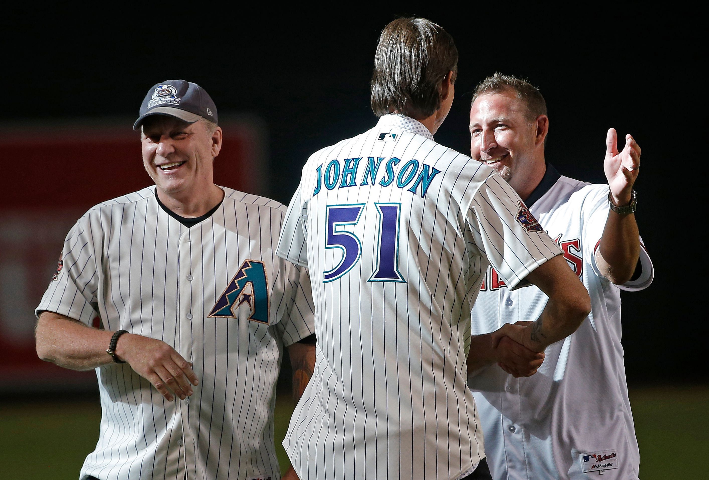 Curt Schilling and Randy Johnson. Credit: IMAGN