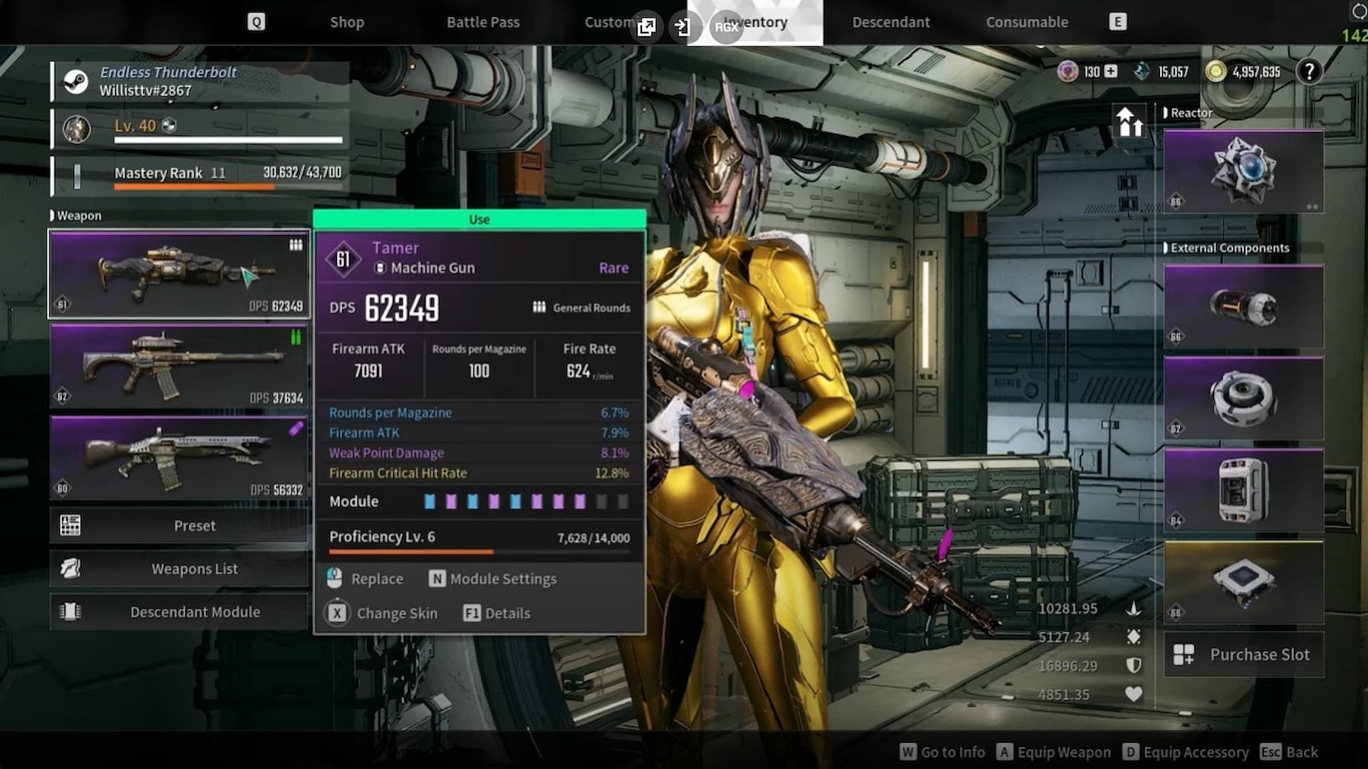 You can equip weapon Modules in the Inventory (Image via Nexon || WiLLiSGaming/YouTube)