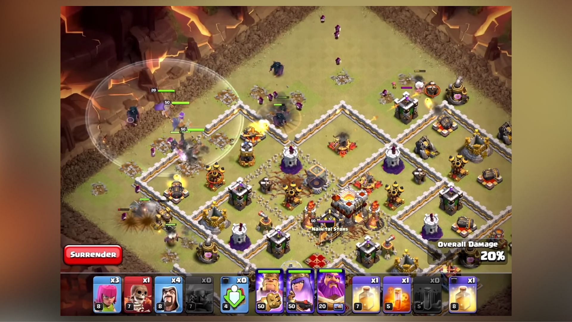 Use Siege Barrack and heroes to create a funnel for Pekkas (Image via SuperCell)