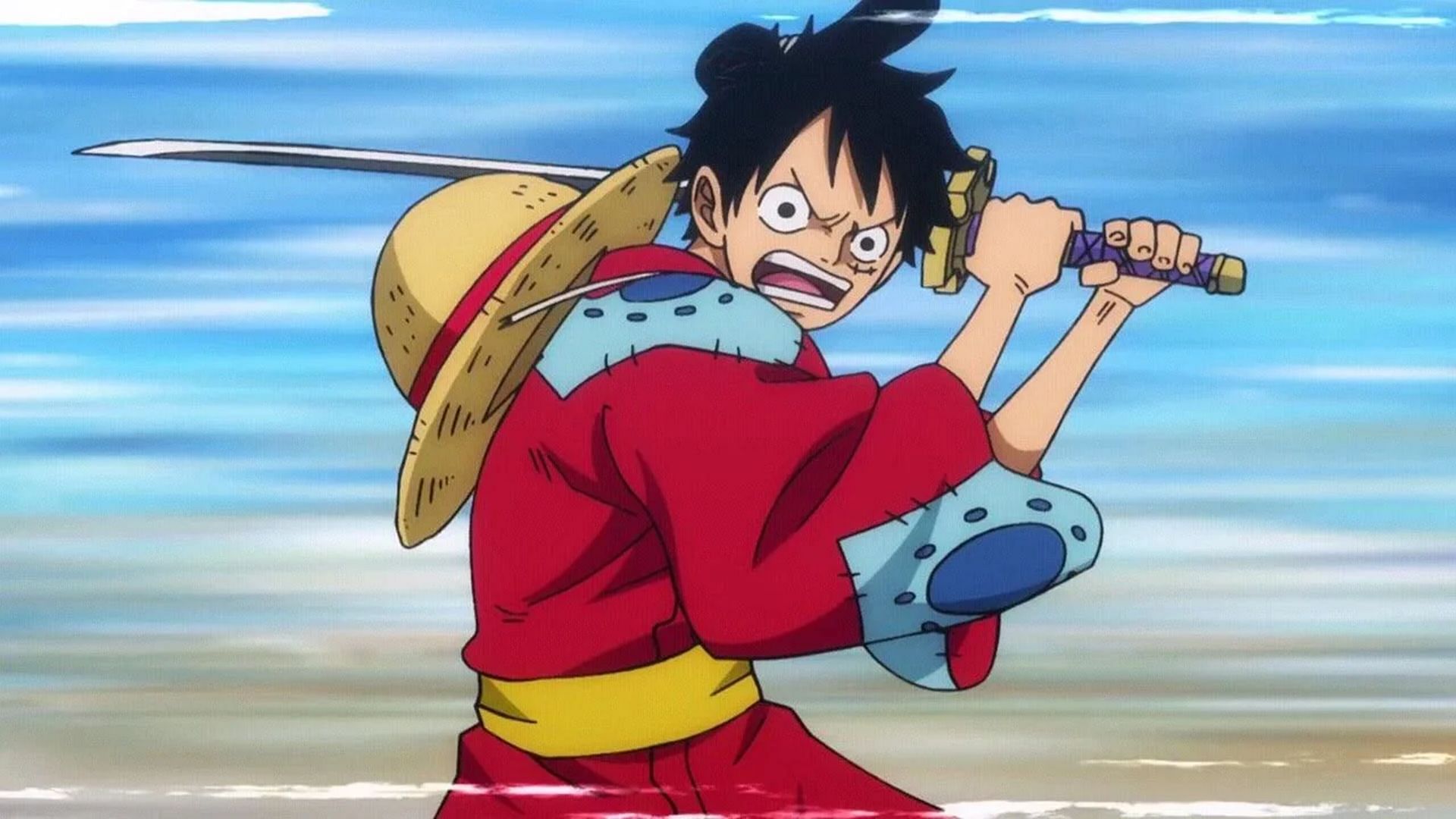 Luffy wielding Nidai Kitetsu in One Piece (Image via Toei Animation)