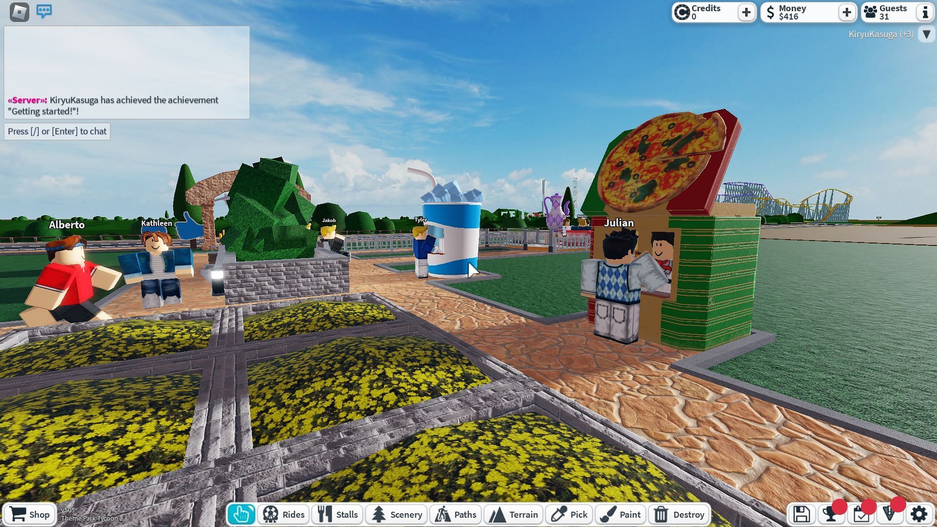 Building a theme park (Image via Roblox)