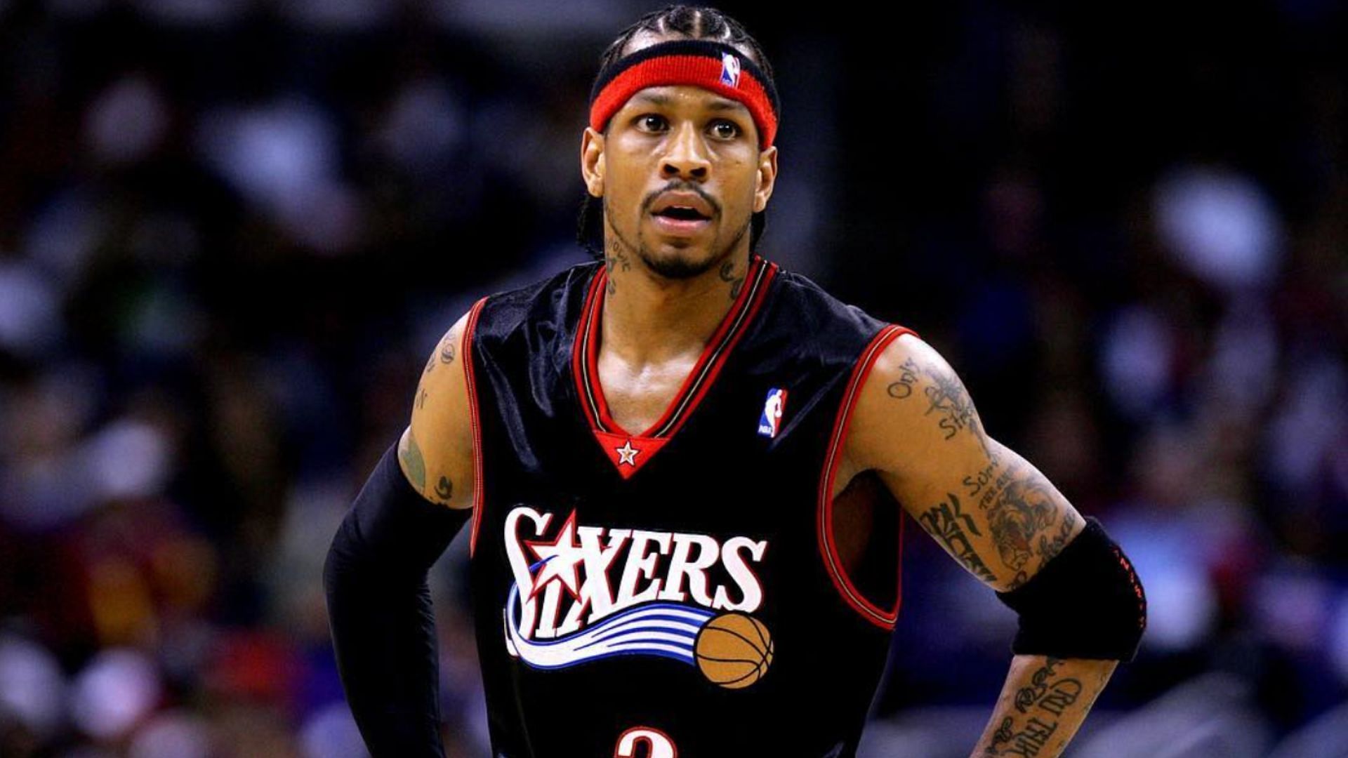 Philadelphia 76ers guard Allen Iverson in the team&#039;s black jersey. Photo Credit: Allen Iverson&#039;s IG account