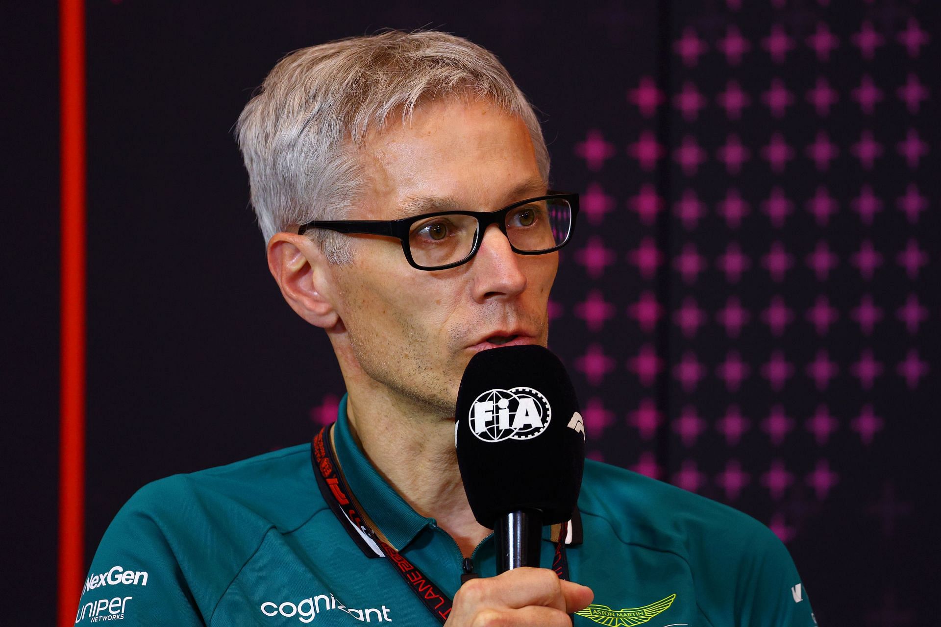 Mike Krack at a press conference after practice at the Austrian GP