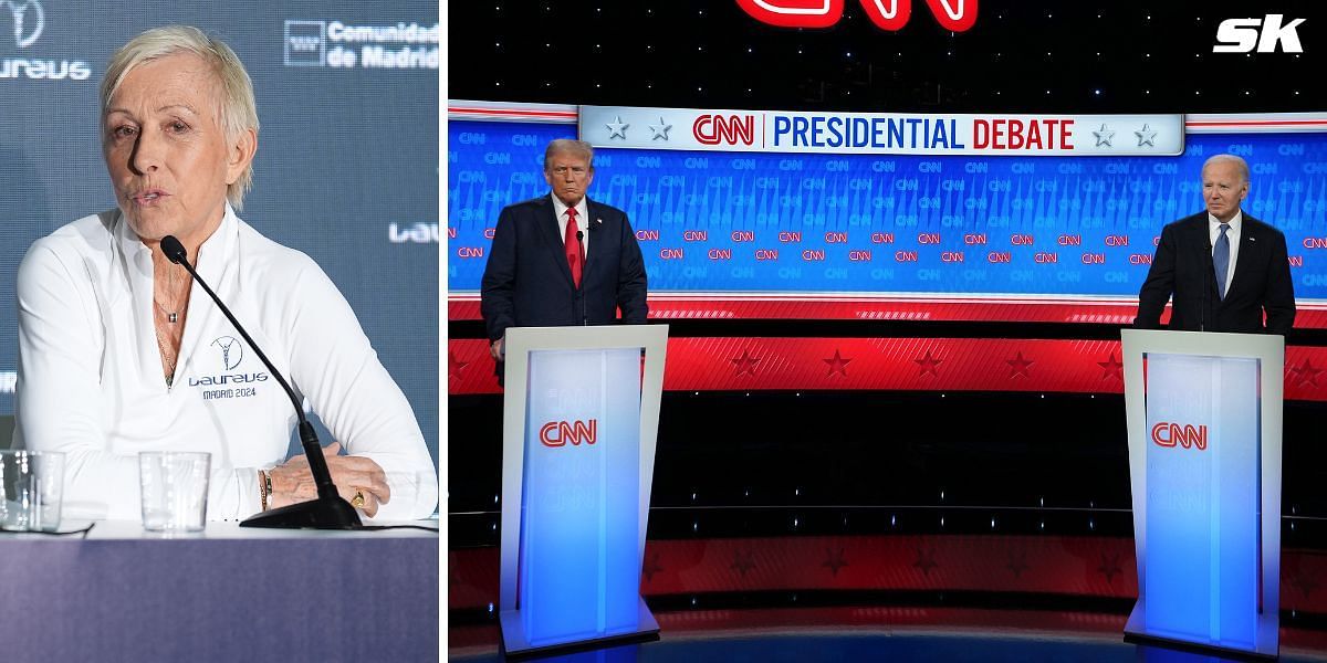 Martina Navratilova (L), Donald Trump and Joe Biden (Source: GETTY)