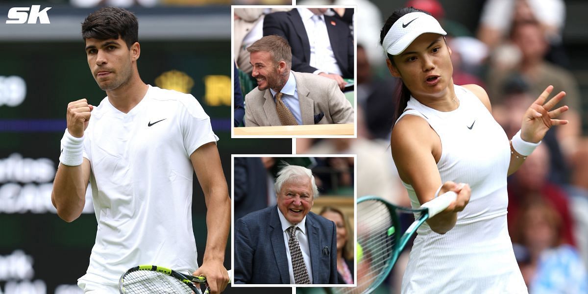 Carlos Alcaraz(L), Emma Raducanu(R), David Beckham and David Attenborough(Source: GETTY, X/LTA)