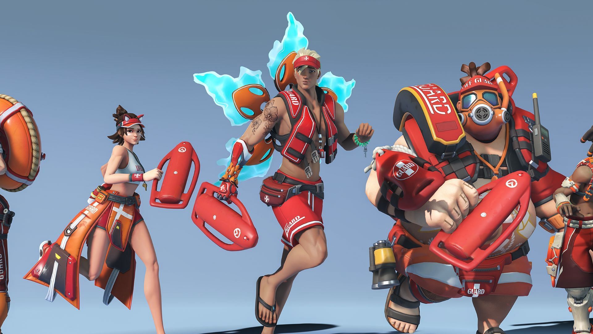 All content inside Lifeguard Mega bundle in OW2 (Image via Blizzard)