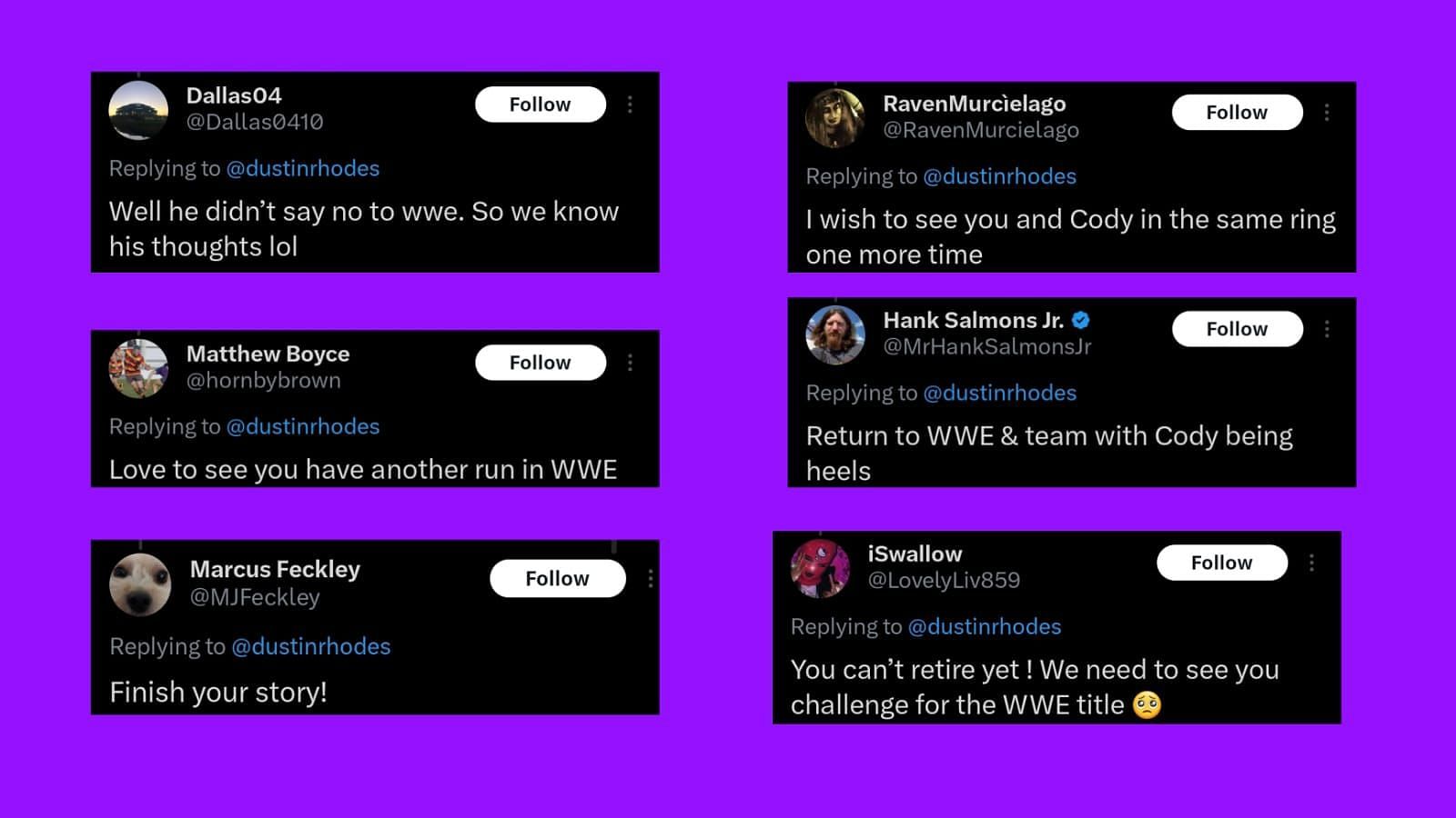 Fans want Dustin Rhodes to team with Cody Rhodes after his current contract expires (Credit: Fan reactions on X/Twitter)