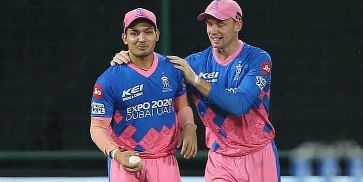 Anuj Rawat on the field with Jos Buttler in IPL 2021 (Image Credits: Anuj Rawat&#039;s Instagram)