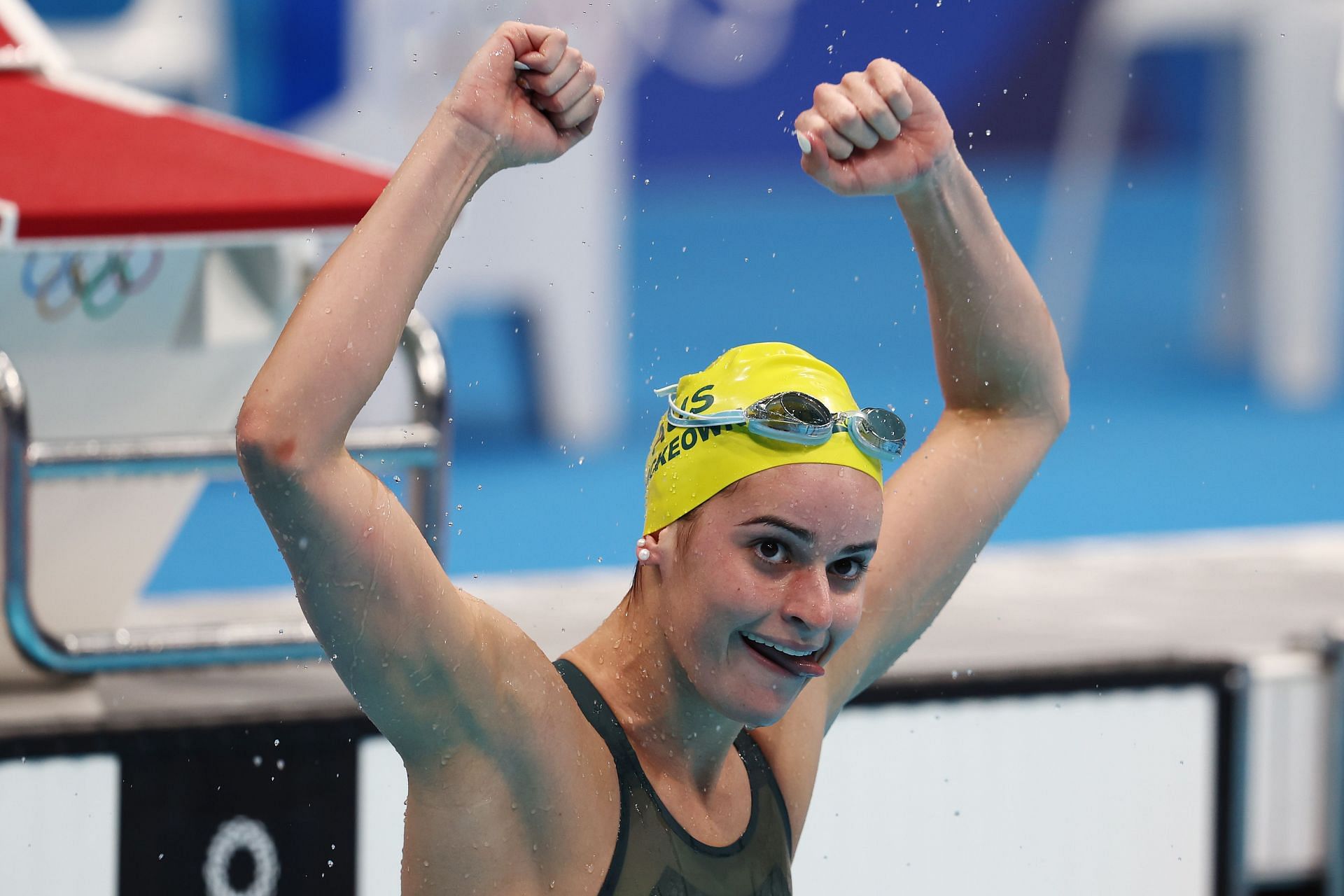 Kaylee McKeown celebrates after winning the gold medal in the Women&#039;s 200m Backstroke at the Tokyo Olympics in Japan. (Photo by Getty Images)