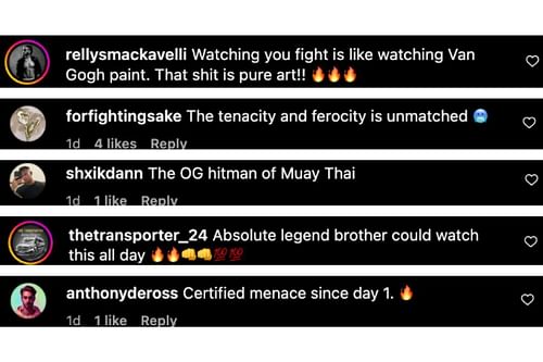 Screenshot of fans' comments