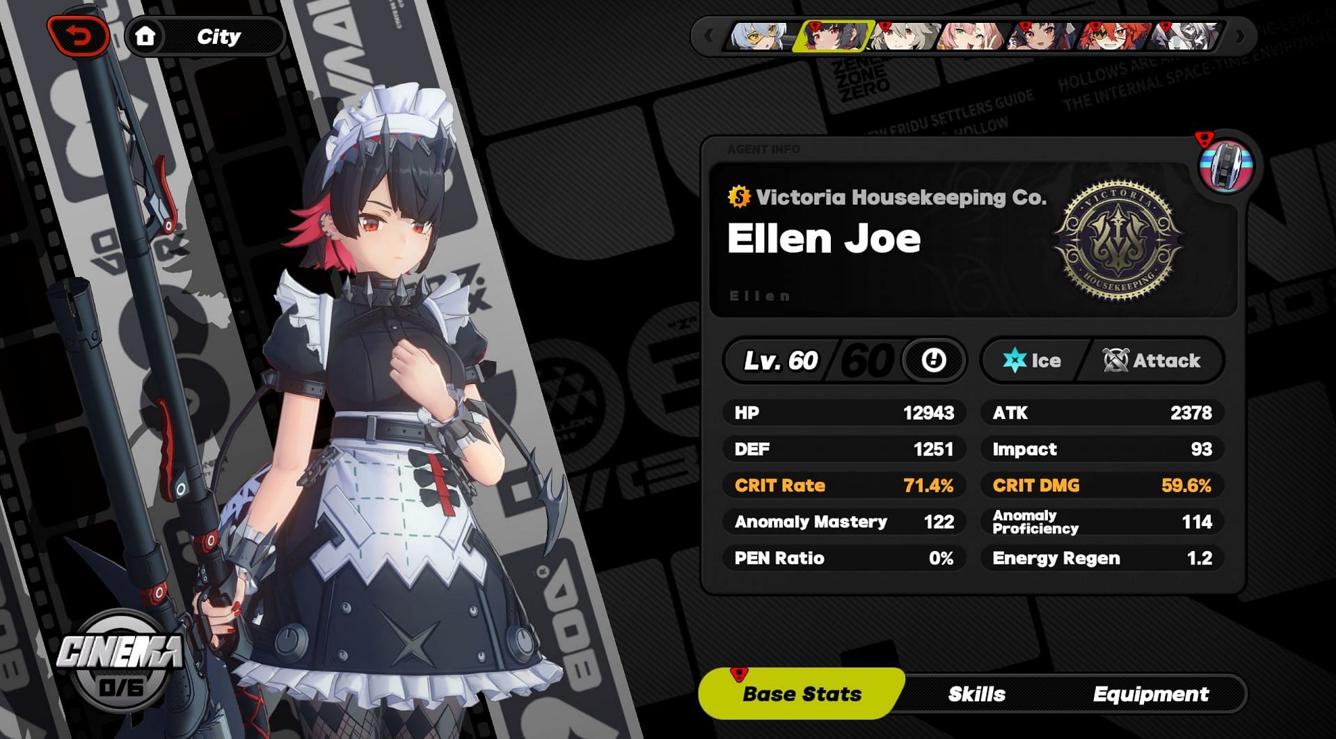 Ellen&#039;s Attributes (Image via HoYoverse)