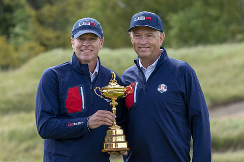 Davis Love and Steve Stricker at the Ryder Cup - Image via Imagn