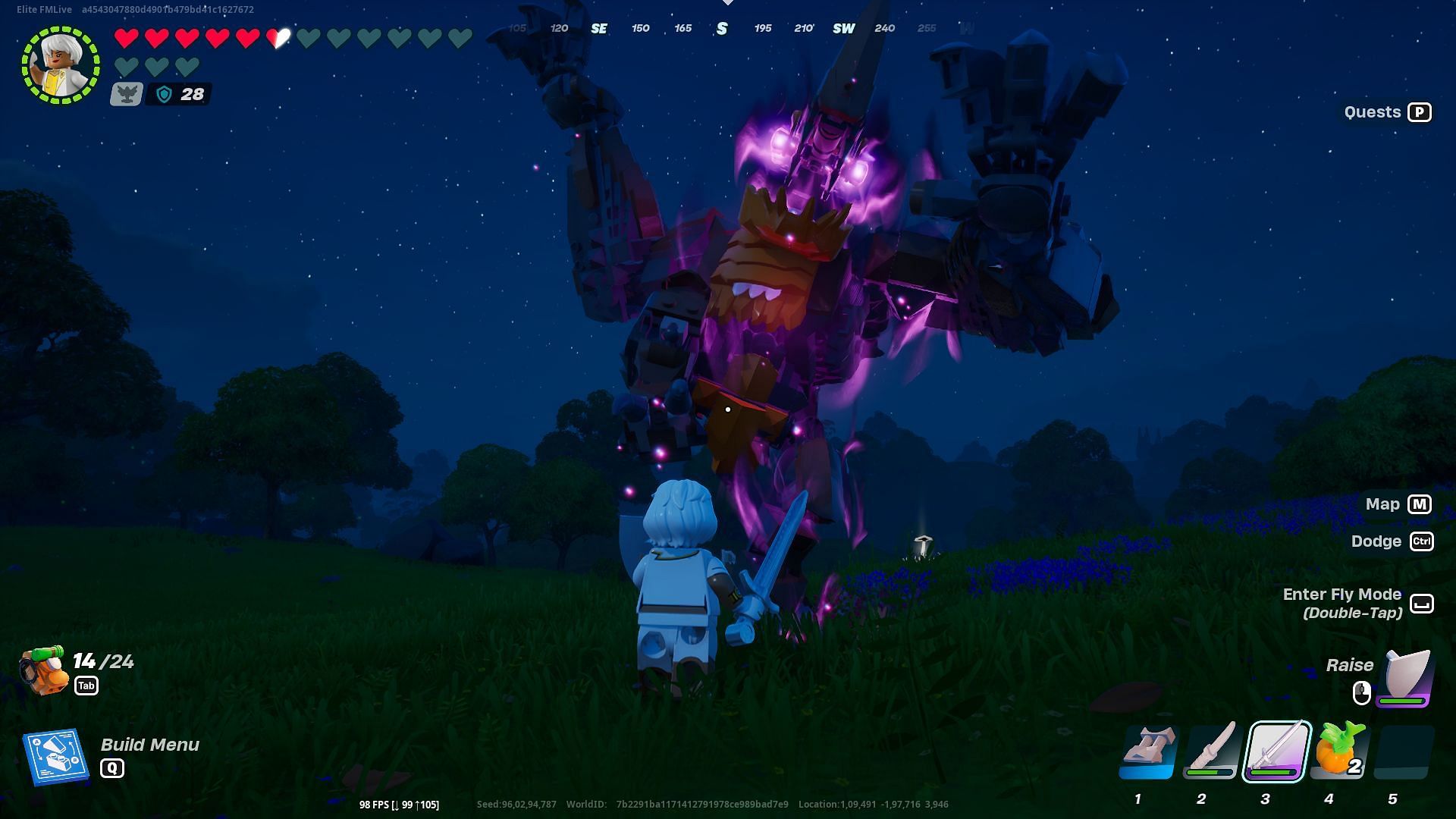 Collect a Storm Core in LEGO Fortnite by defeating Storm-Wild enemies (Image via Epic Games)