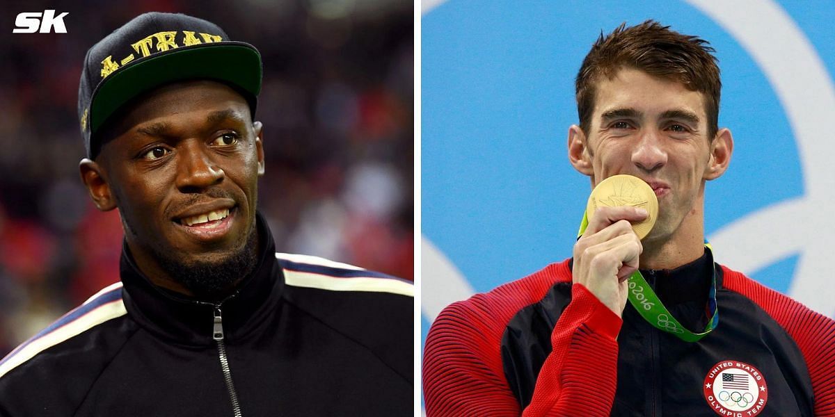 Usain Bolt picks Michael Phelps in his soccer lineup. PHOTO: Both from Getty