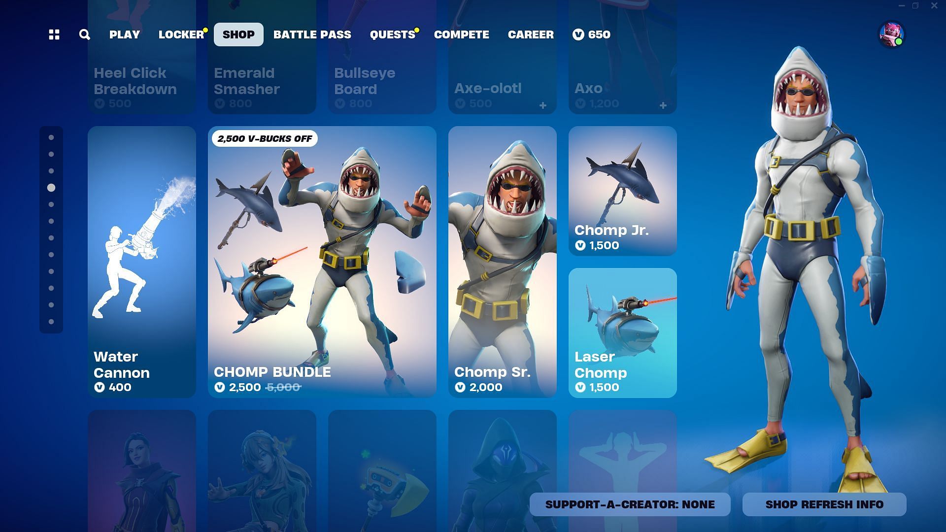 You can now purchase the Chomp Sr. skin in Fortnite (Image via Epic Games)