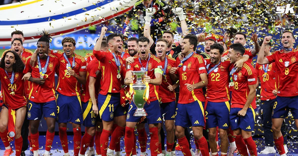 Spain celebrates after winning Euro 2024