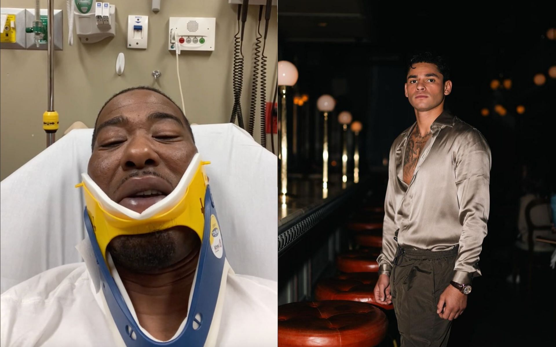 Tik Tok user (left) claims Ryan Garcia (right) and his &quot;goons&quot; jumped him after confrontation for racial comments on X. [Images courtesy: @da_mayor5 on TikTok and @kingryan on Instagram]