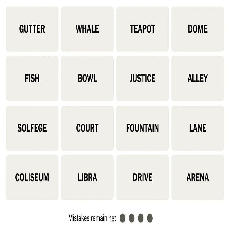 These are all the words for today&#039;s puzzle (Image via New York Times)