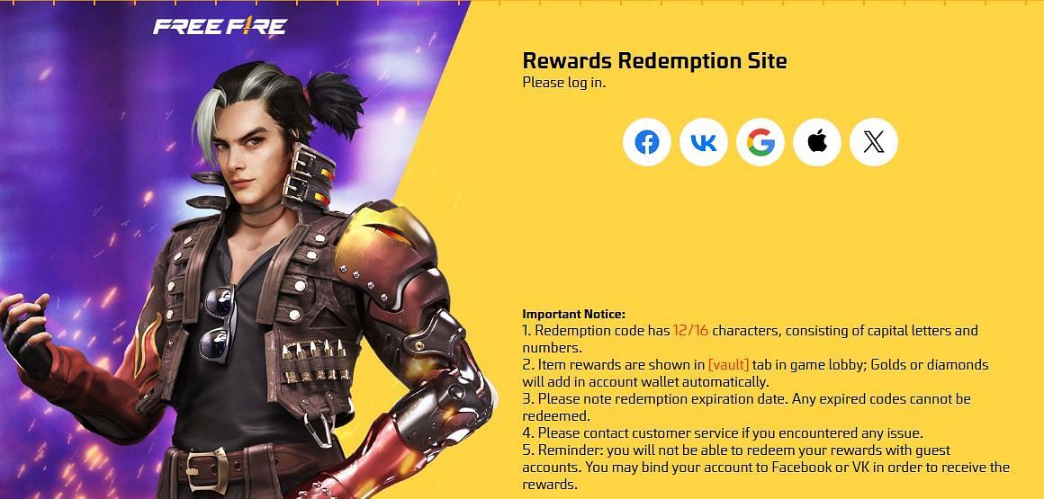 रिडीम कोड्स (Image via reward.ff.garena.com)