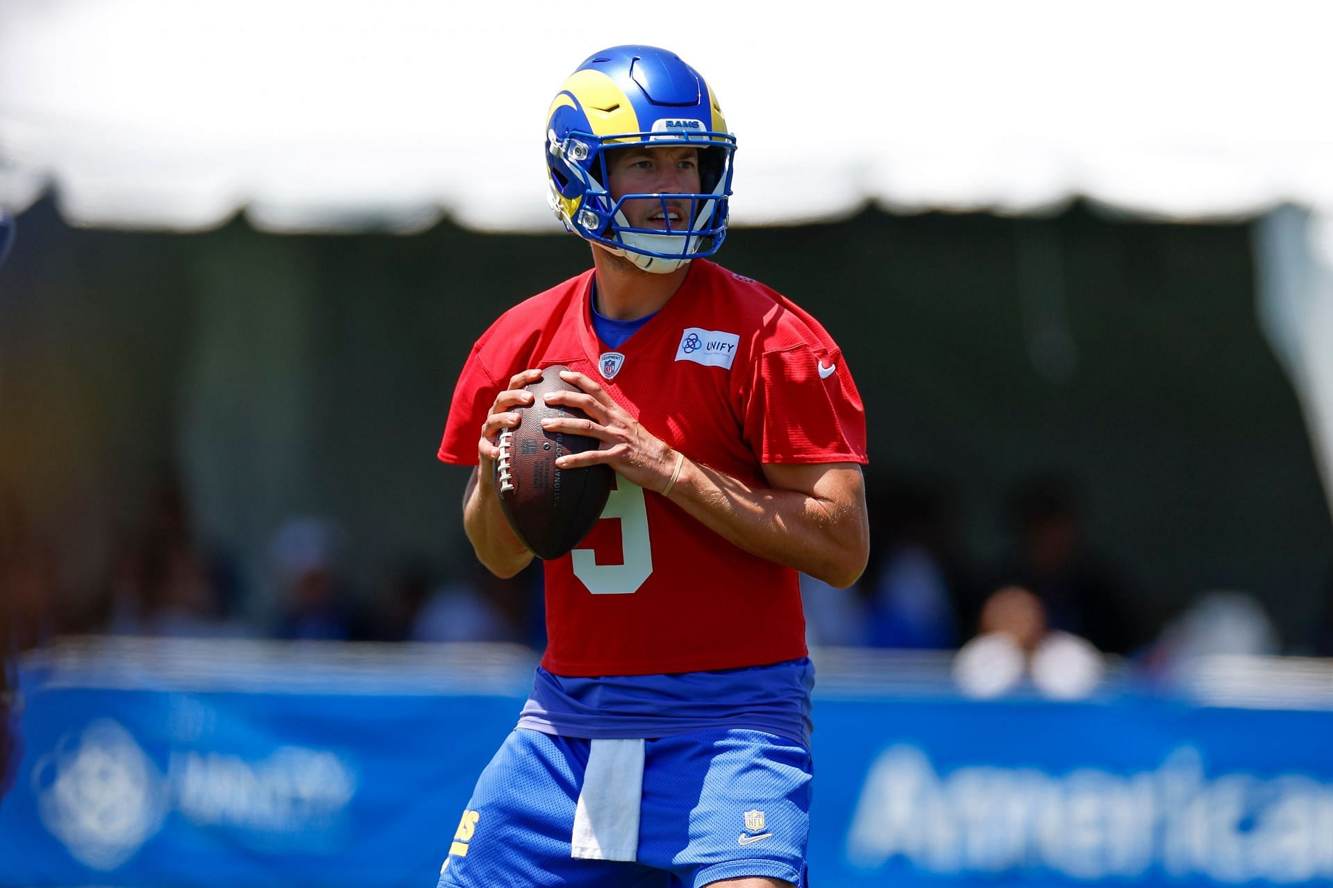 Matthew Satfford during Rams Training Camp (source: Getty)