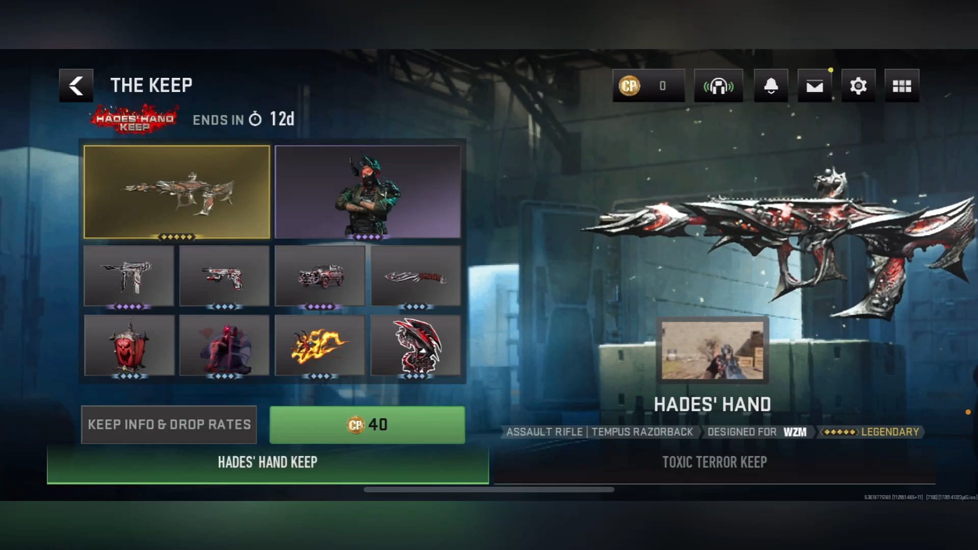 Hades&#039; Hand Legendary weapon blueprint, Hades&#039; Hand Keep in Warzone Mobile