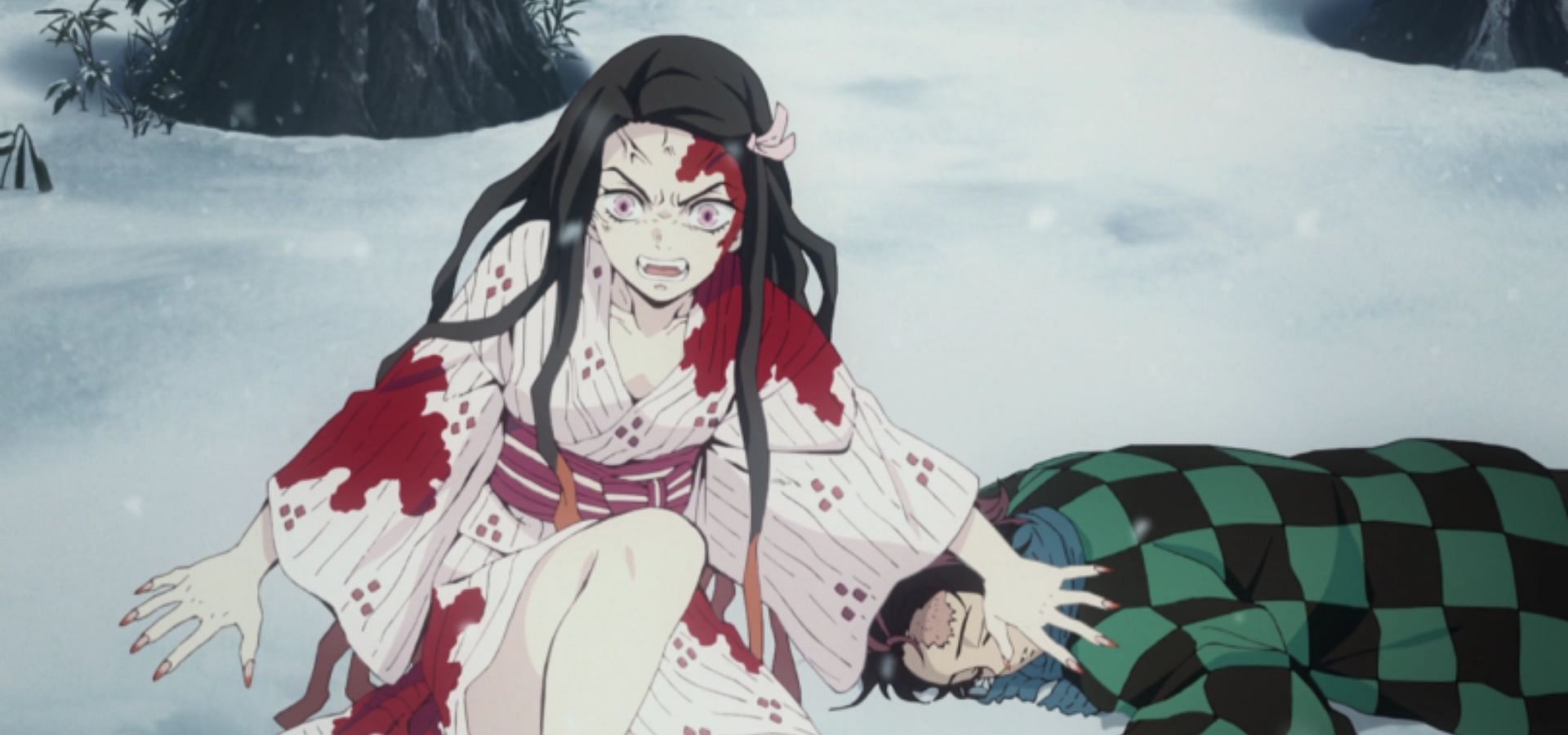 Nezuko protecting Tanjiro (Image via Ufotable)