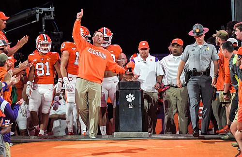 Clemson making their entrance at Memorial Stadium (Credit: Imagn)