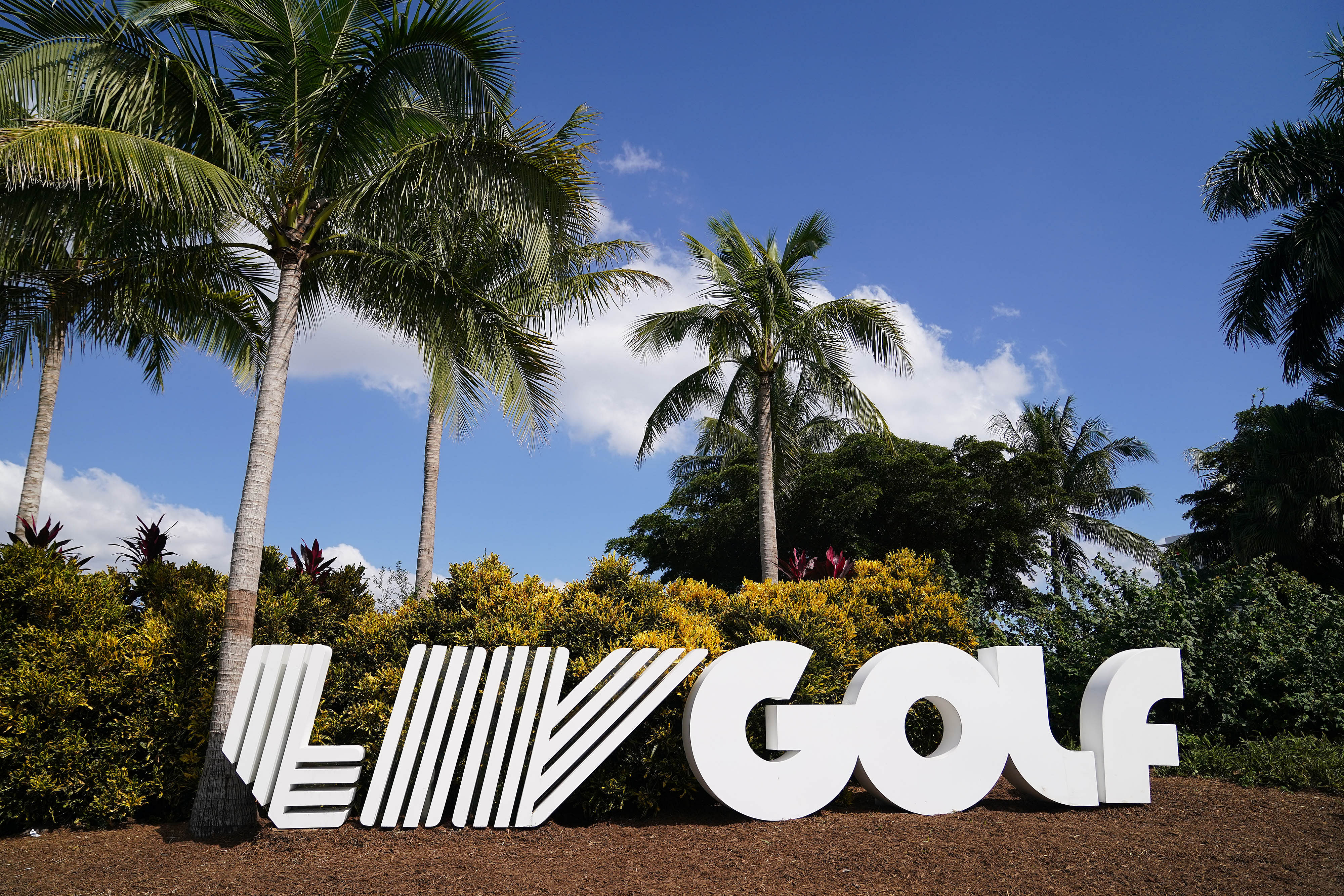 LIV Golf logo which Adidas claimed resembled their logo (Image via Jasen Vinlove-USA TODAY Sports)