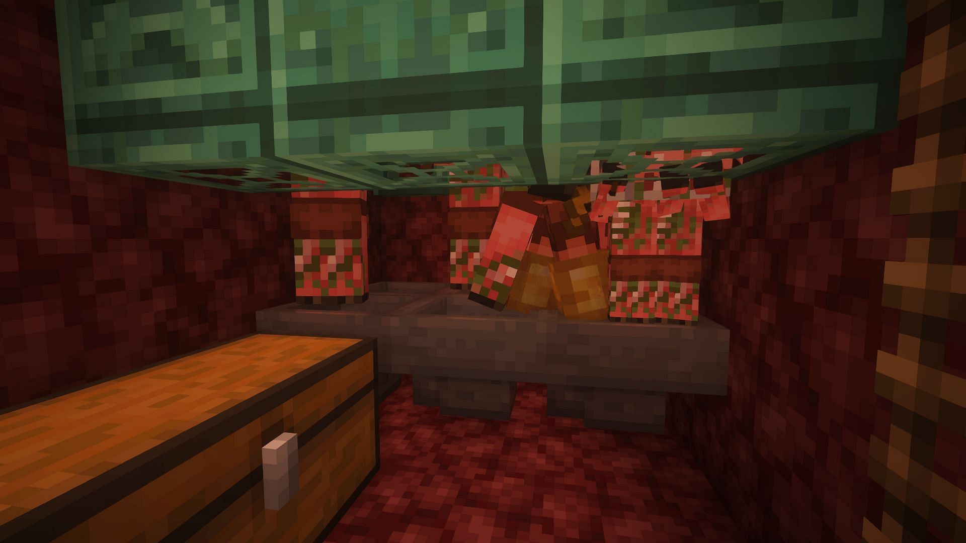 Zombified piglins collecting in a farm (Image via Mojang)