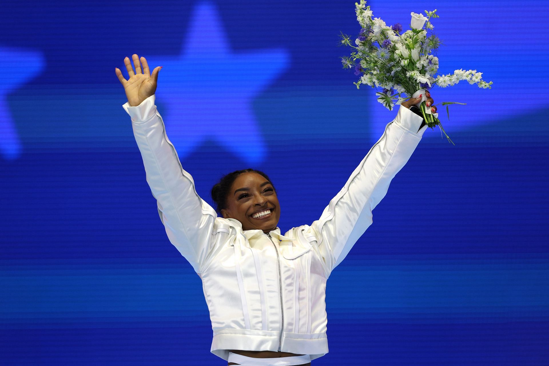 Simone Biles at the 2024 US Olympic Team Gymnastics Trials in Minneapolis, Minnesota.