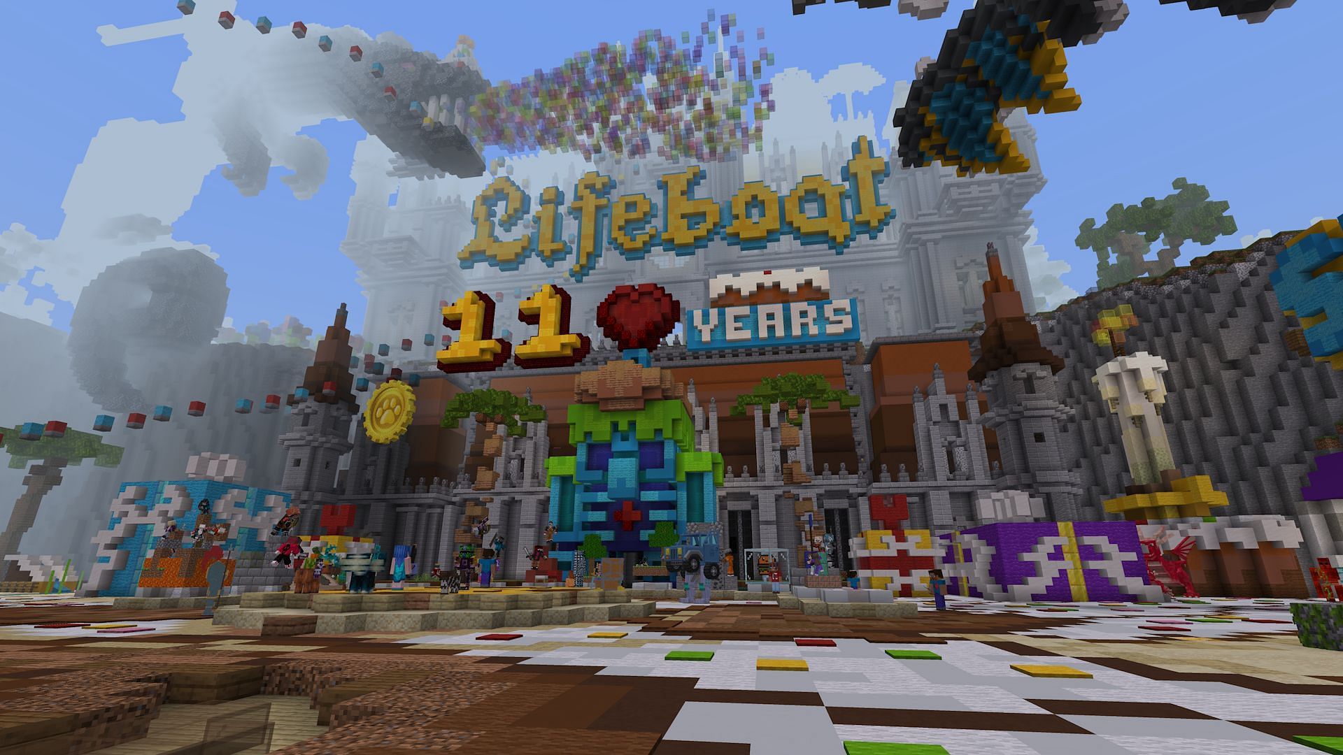 Lifeboat&#039;s server hub (Image via Mojang)