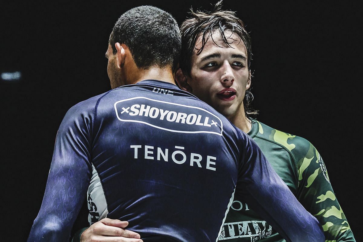 Jozef Chen hugging Tye Ruotolo after their fight - Image credit: ONE Championship