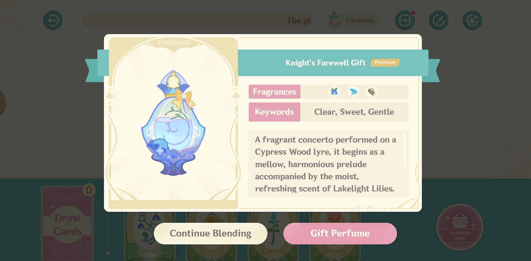 A premium perfume in the Fragrant Fantasy web event (Image via HoYoverse)