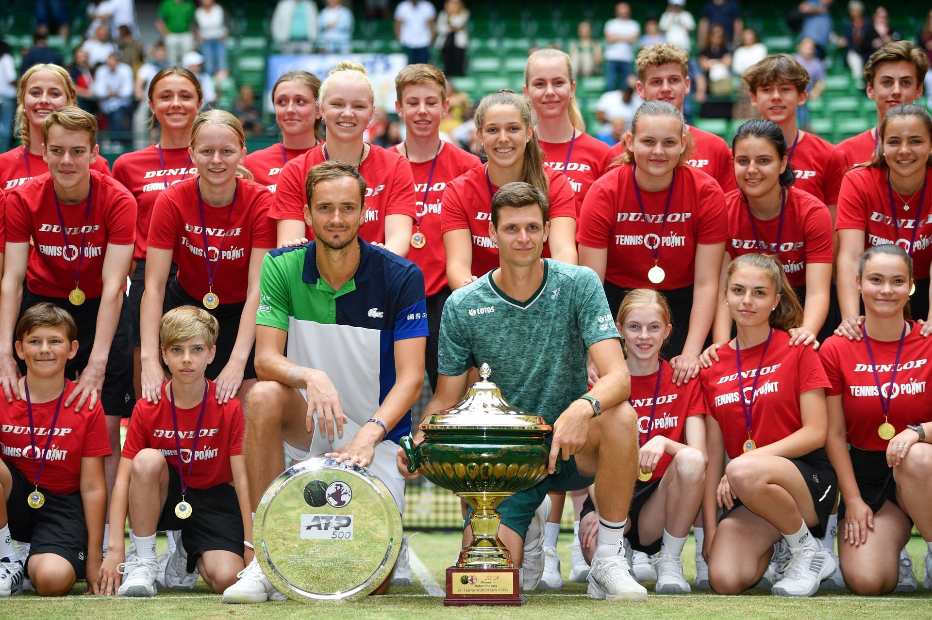 Daniil Medvedev with the Halle 2022 runner-up trophy.