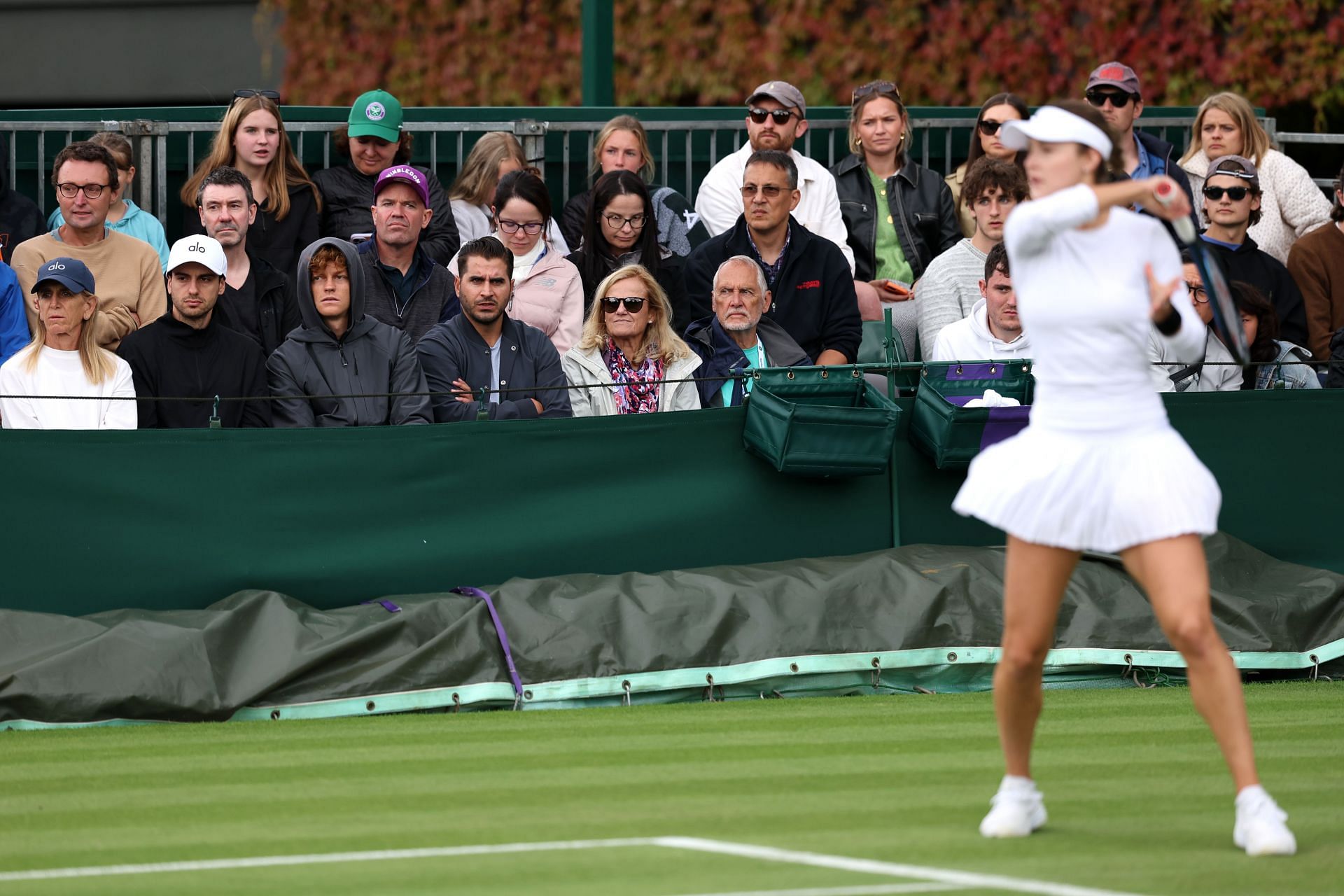 Jannik Sinner watching girlfriend Anna Kalinskaya in action during 2024 Wimbledon Championships