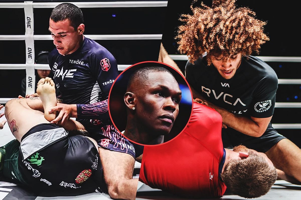 (From left) Tye Ruotolo, Israel Adesanya, Kade Ruotolo.