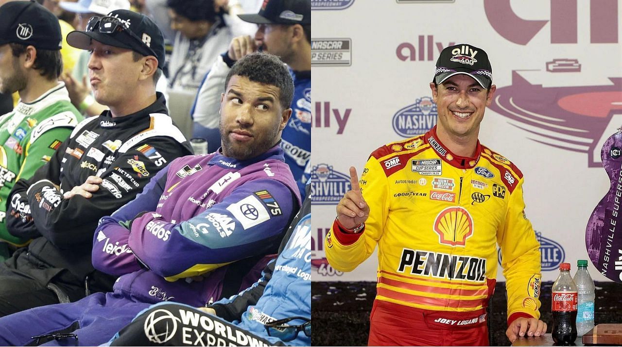 Kyle Busch and Bubba Wallace (R), Joey Logano (L), Getty Images