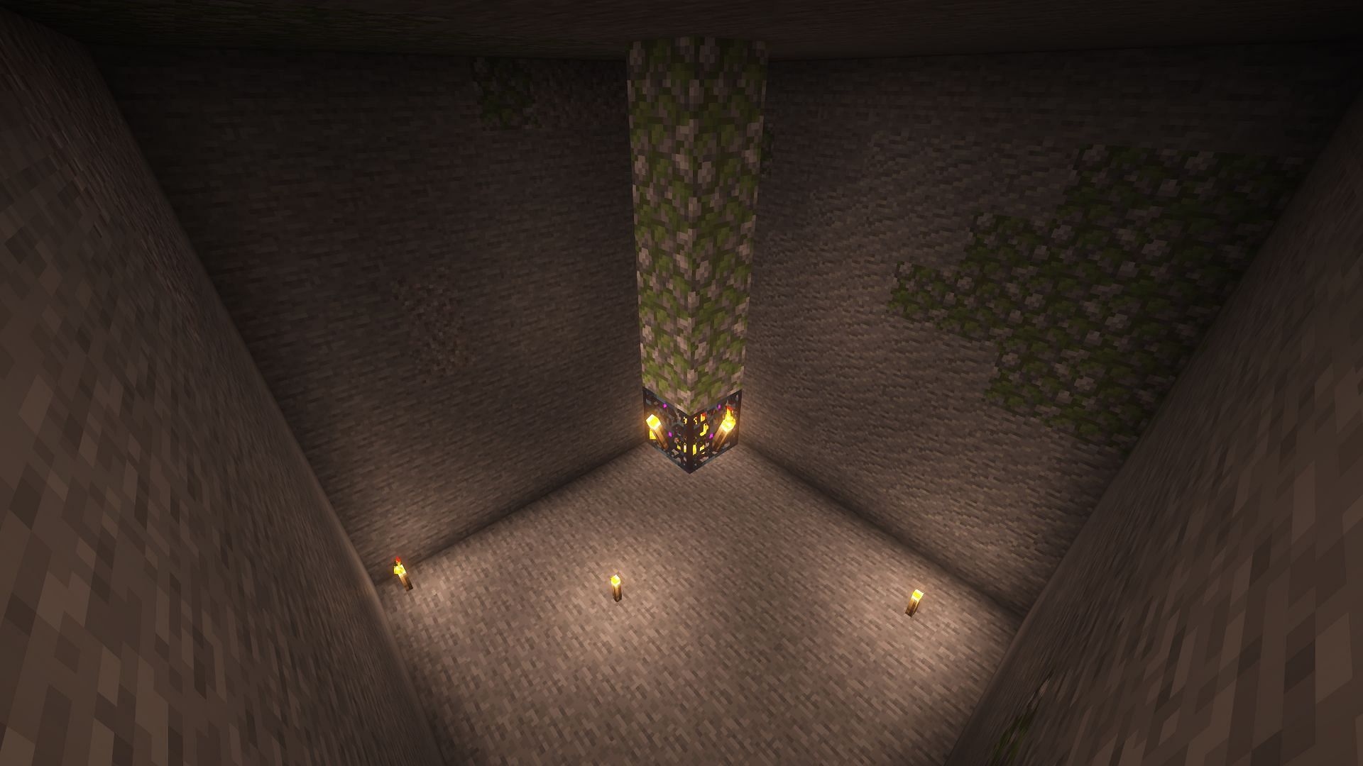 The mined-out area around the spawner (Image via Mojang)