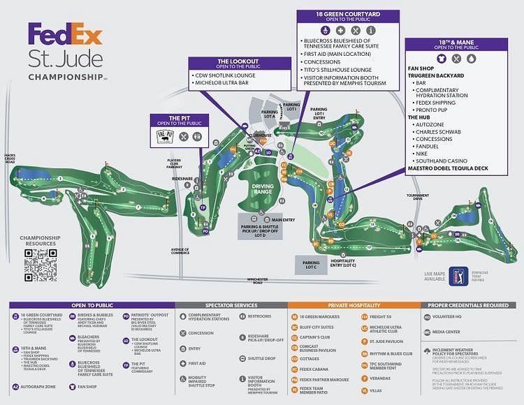 TPC Southwind Course Map &amp; Parking 2024